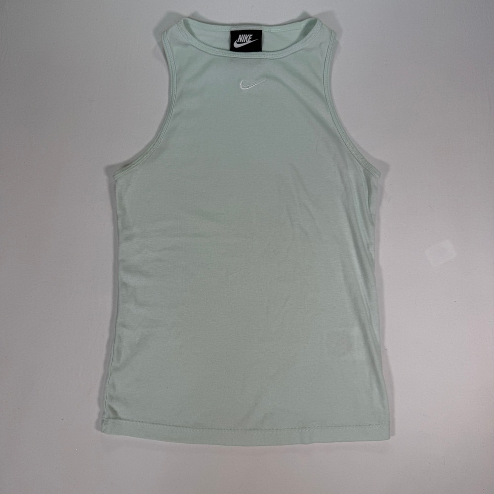 Nike Essential Ribbed Tank Top Women's Extra Small Mint Green Embroidered Swoosh